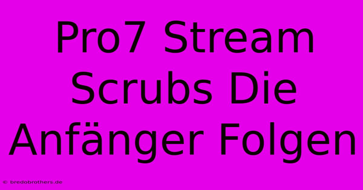 Pro7 Stream Scrubs Die Anfänger Folgen