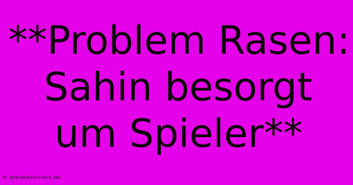 **Problem Rasen: Sahin Besorgt Um Spieler**