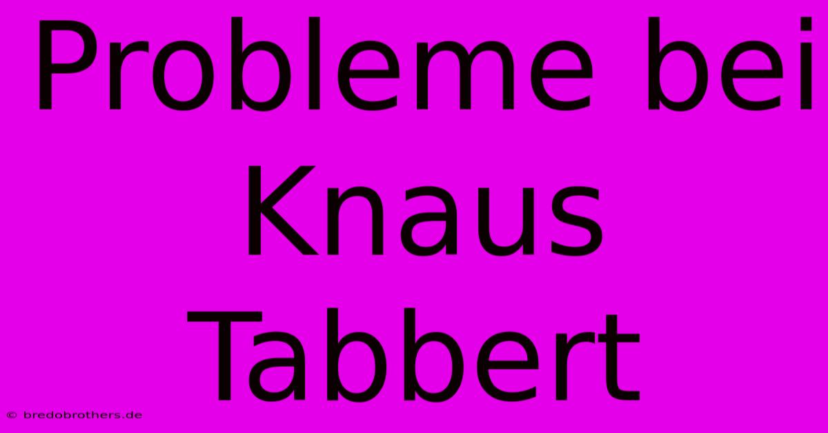 Probleme Bei Knaus Tabbert