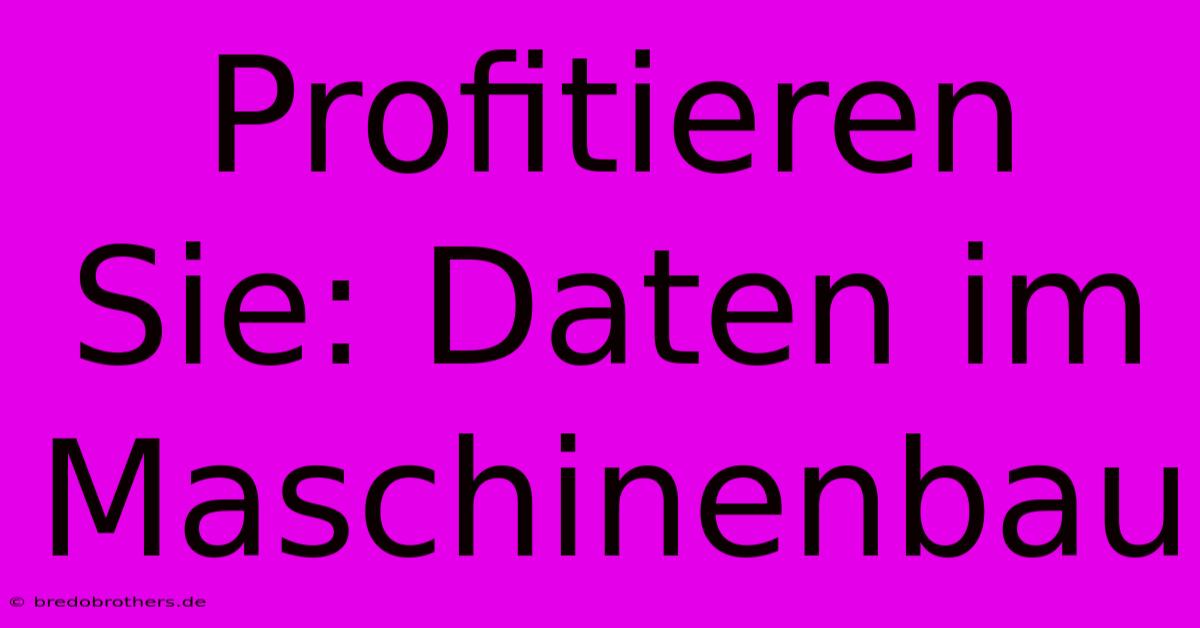 Profitieren Sie: Daten Im Maschinenbau