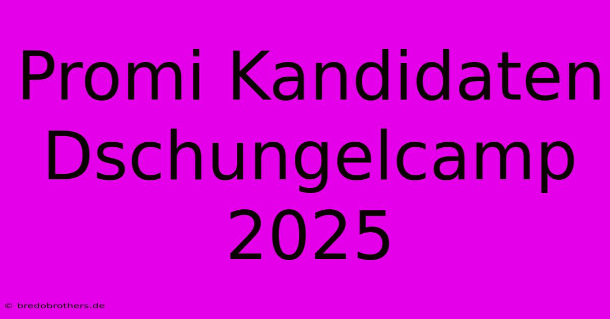 Promi Kandidaten Dschungelcamp 2025