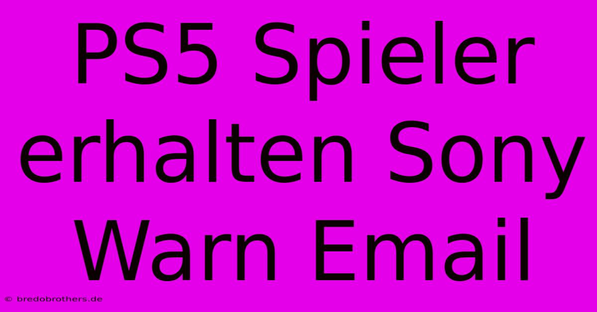 PS5 Spieler Erhalten Sony Warn Email