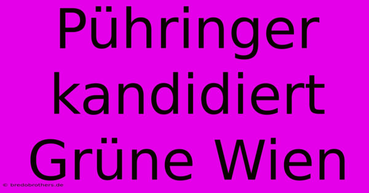 Pühringer Kandidiert Grüne Wien