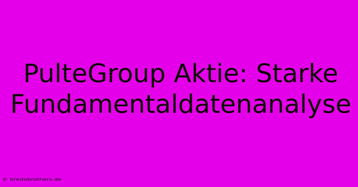 PulteGroup Aktie: Starke Fundamentaldatenanalyse