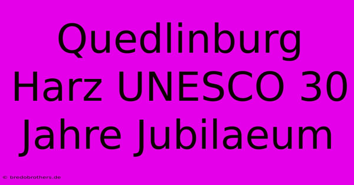 Quedlinburg Harz UNESCO 30 Jahre Jubilaeum