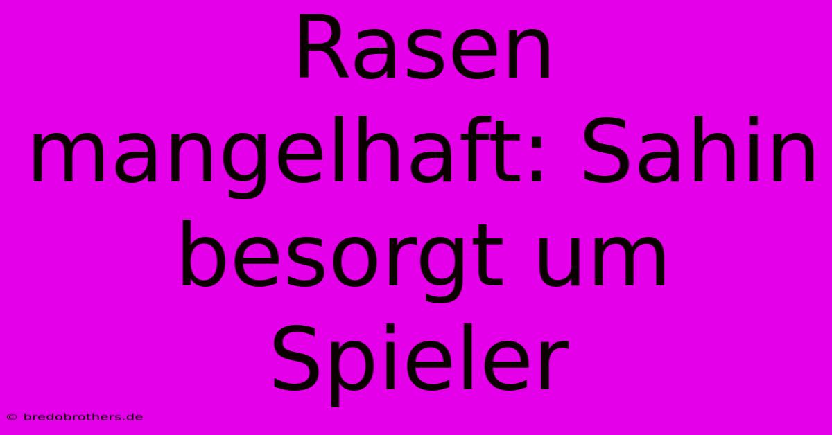 Rasen Mangelhaft: Sahin Besorgt Um Spieler