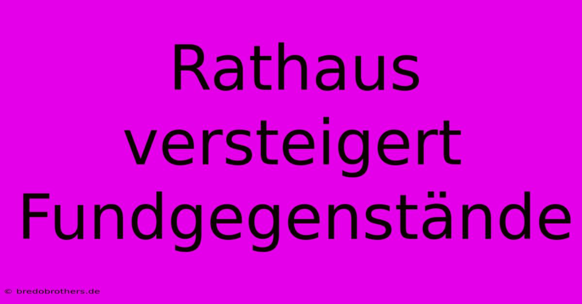 Rathaus Versteigert Fundgegenstände