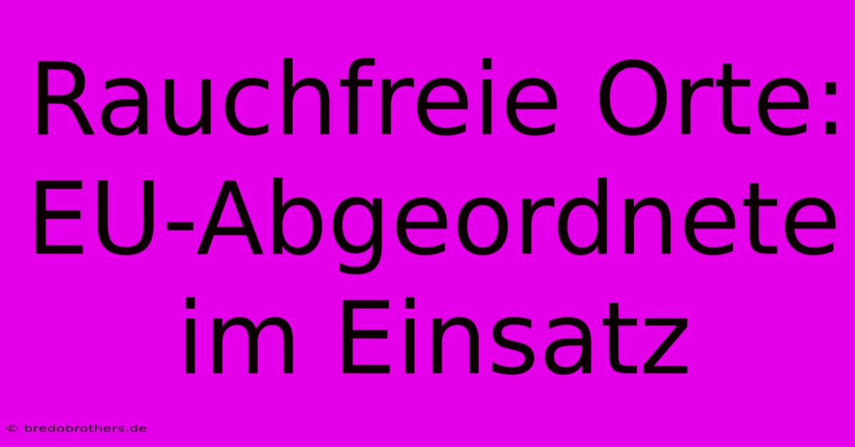 Rauchfreie Orte: EU-Abgeordnete Im Einsatz