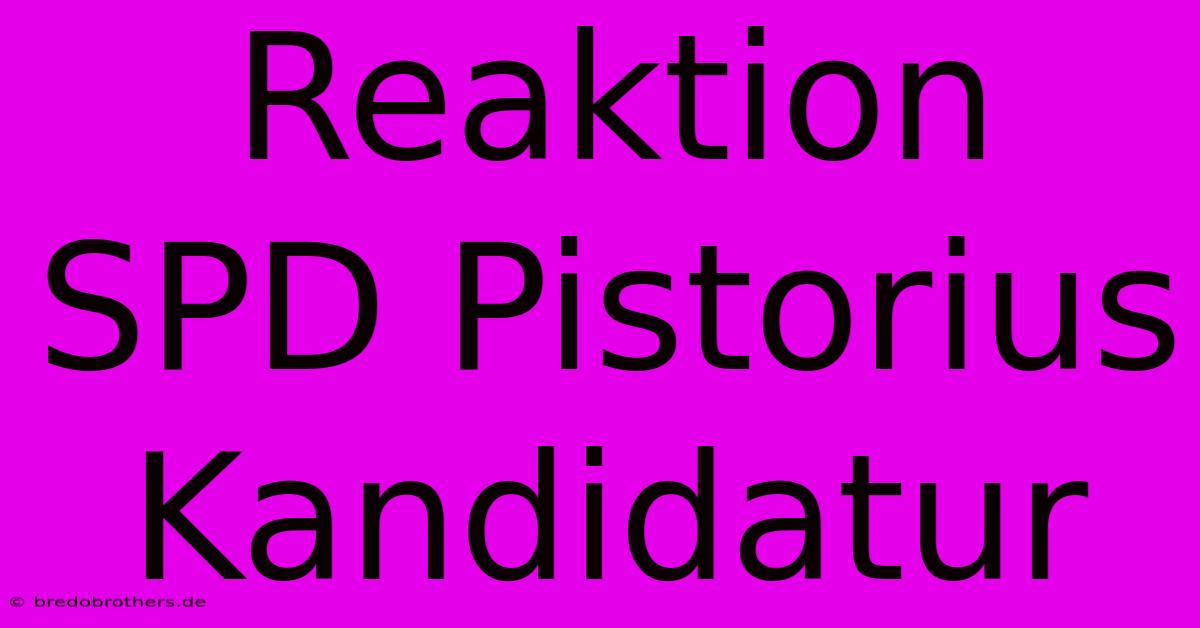 Reaktion SPD Pistorius Kandidatur