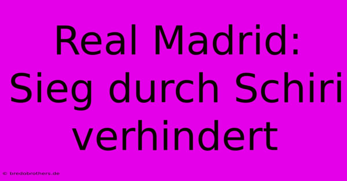 Real Madrid: Sieg Durch Schiri Verhindert