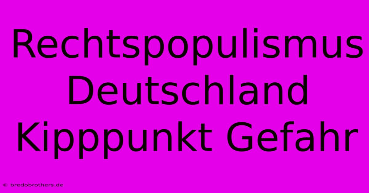 Rechtspopulismus Deutschland Kipppunkt Gefahr