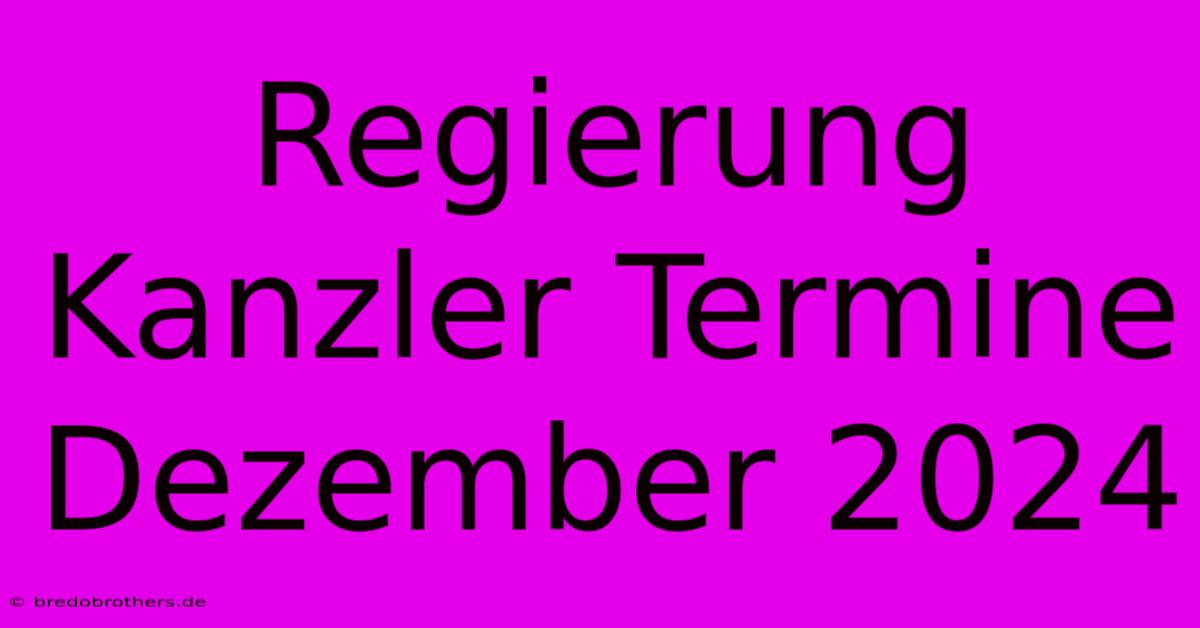 Regierung Kanzler Termine Dezember 2024