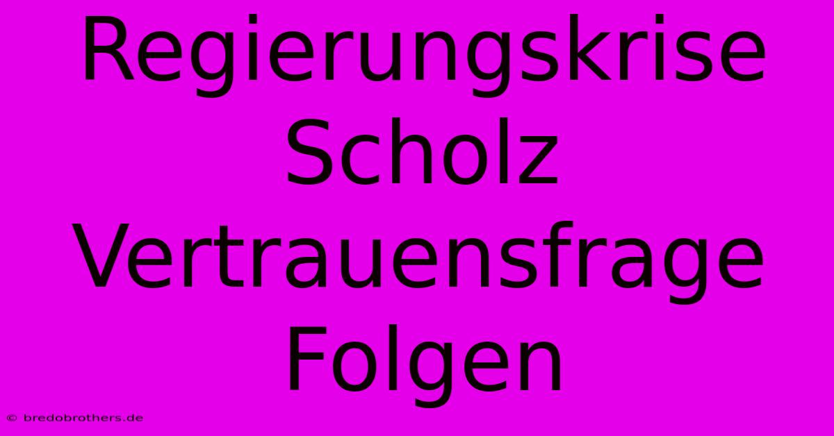 Regierungskrise Scholz Vertrauensfrage Folgen