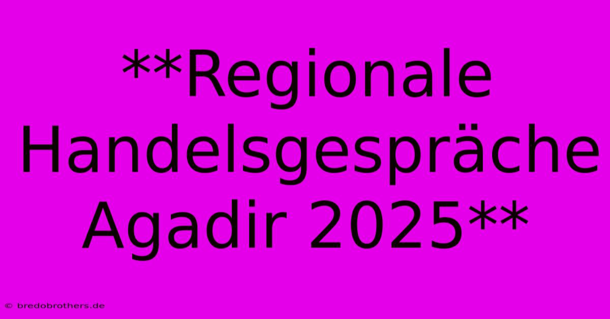 **Regionale Handelsgespräche Agadir 2025**