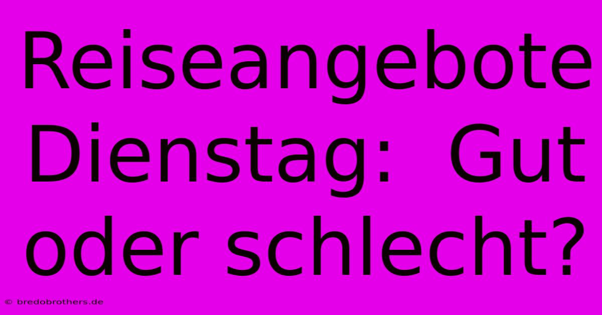 Reiseangebote Dienstag:  Gut Oder Schlecht?