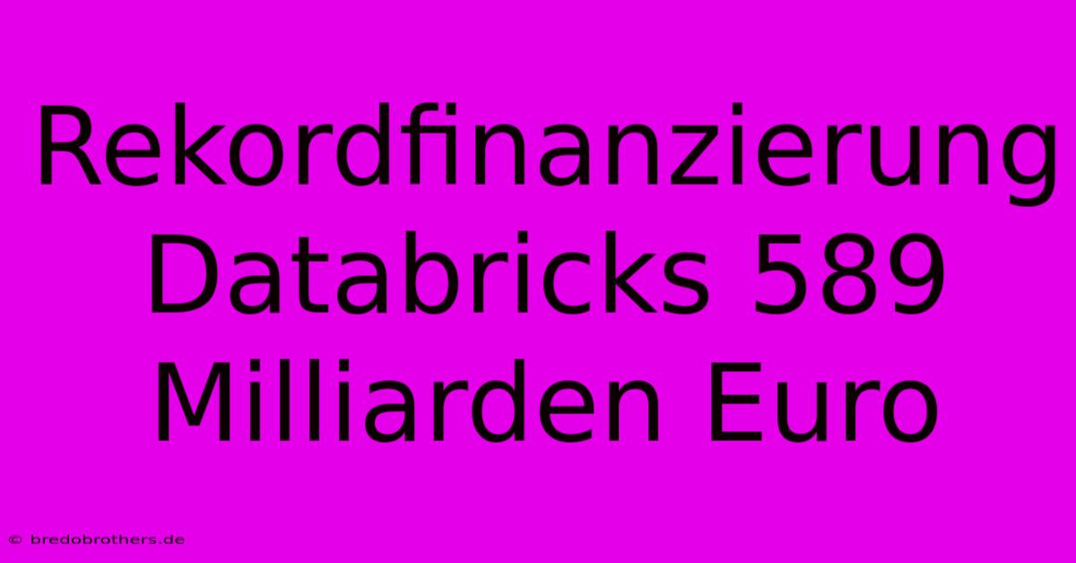 Rekordfinanzierung Databricks 589 Milliarden Euro