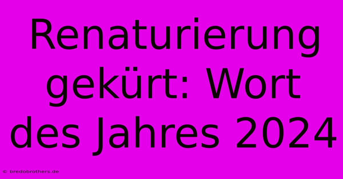 Renaturierung Gekürt: Wort Des Jahres 2024