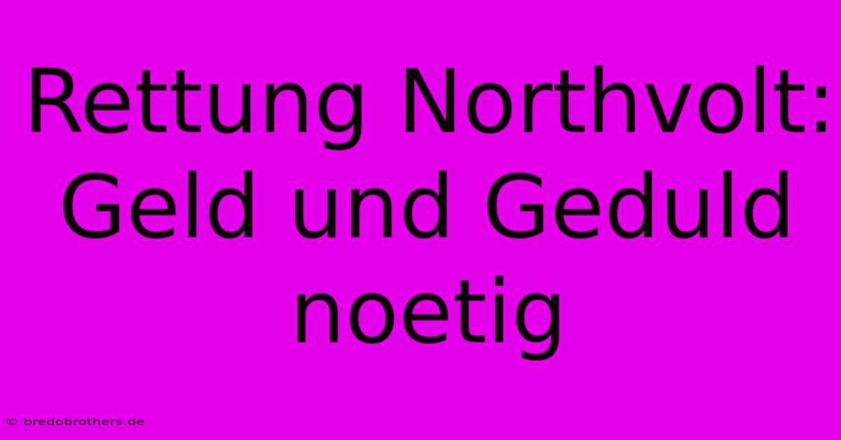 Rettung Northvolt: Geld Und Geduld Noetig