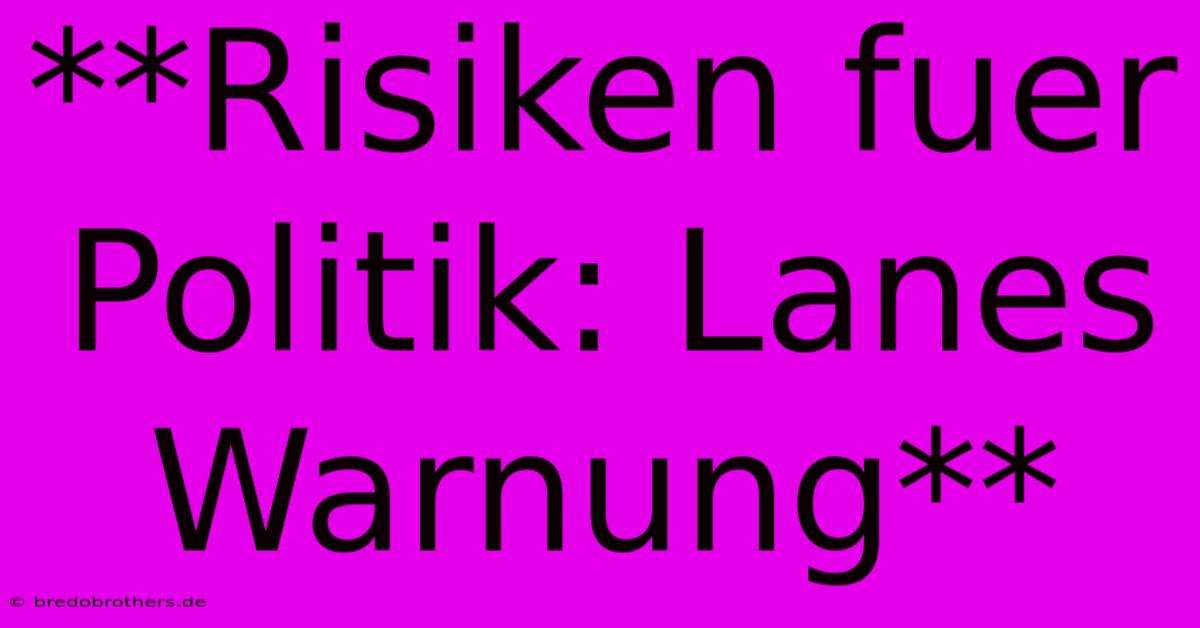 **Risiken Fuer Politik: Lanes Warnung**