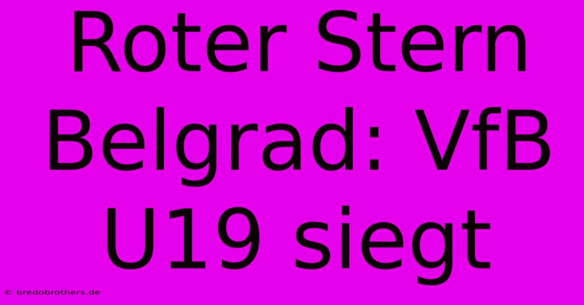 Roter Stern Belgrad: VfB U19 Siegt