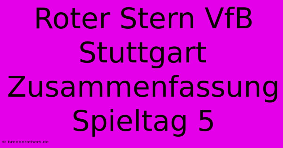 Roter Stern VfB Stuttgart Zusammenfassung Spieltag 5