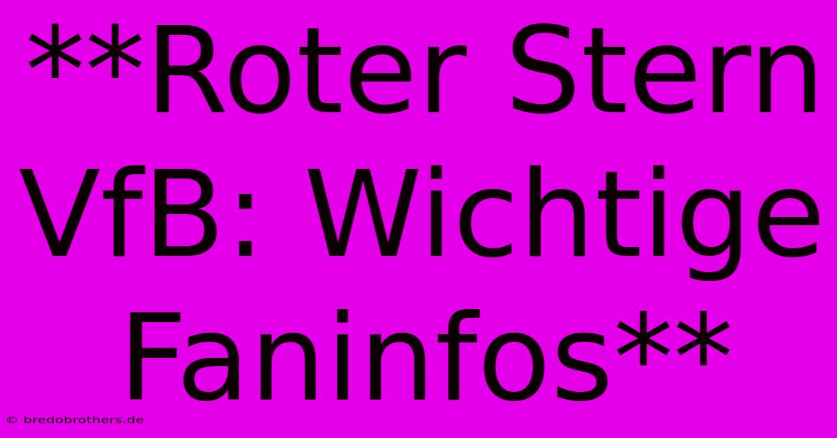 **Roter Stern VfB: Wichtige Faninfos**