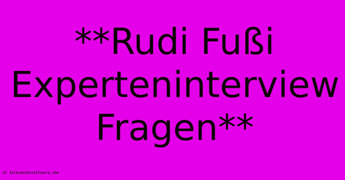 **Rudi Fußi Experteninterview Fragen**