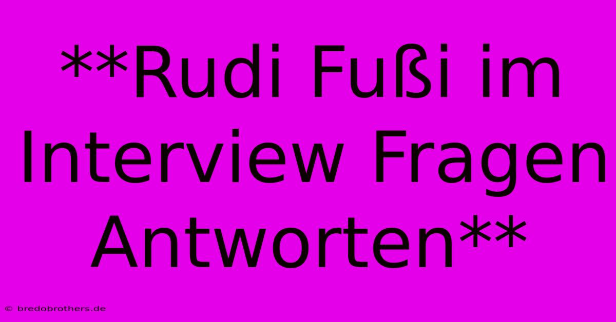 **Rudi Fußi Im Interview Fragen Antworten**