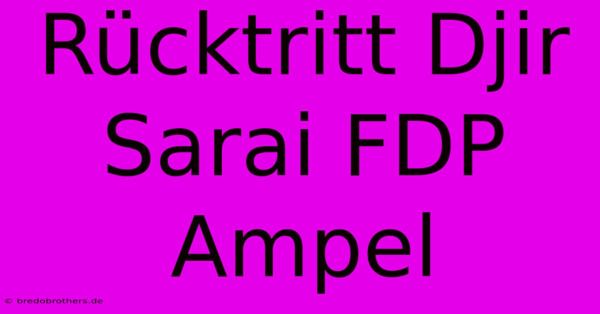 Rücktritt Djir Sarai FDP  Ampel