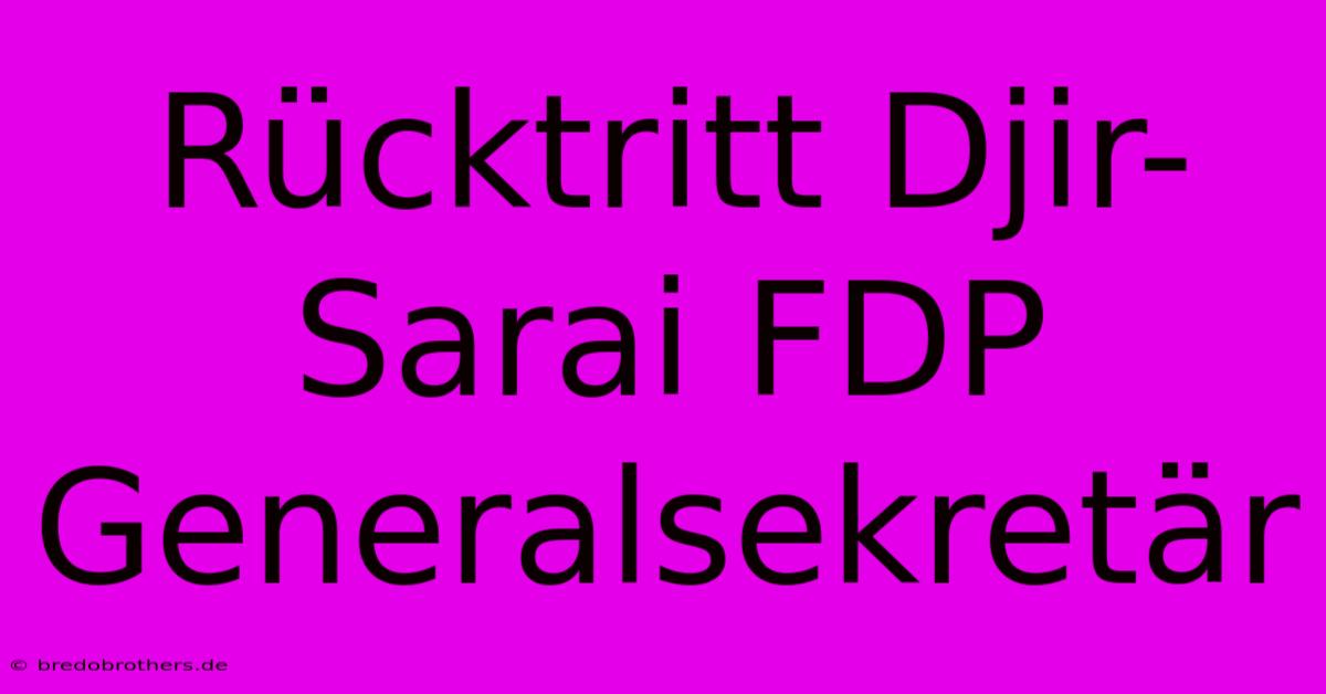 Rücktritt Djir-Sarai FDP Generalsekretär