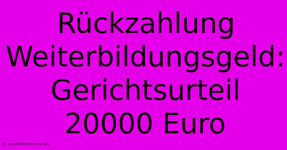 Rückzahlung Weiterbildungsgeld: Gerichtsurteil 20000 Euro