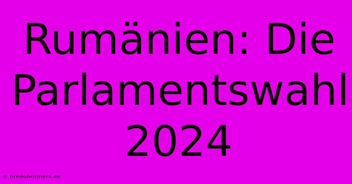 Rumänien: Die Parlamentswahl 2024