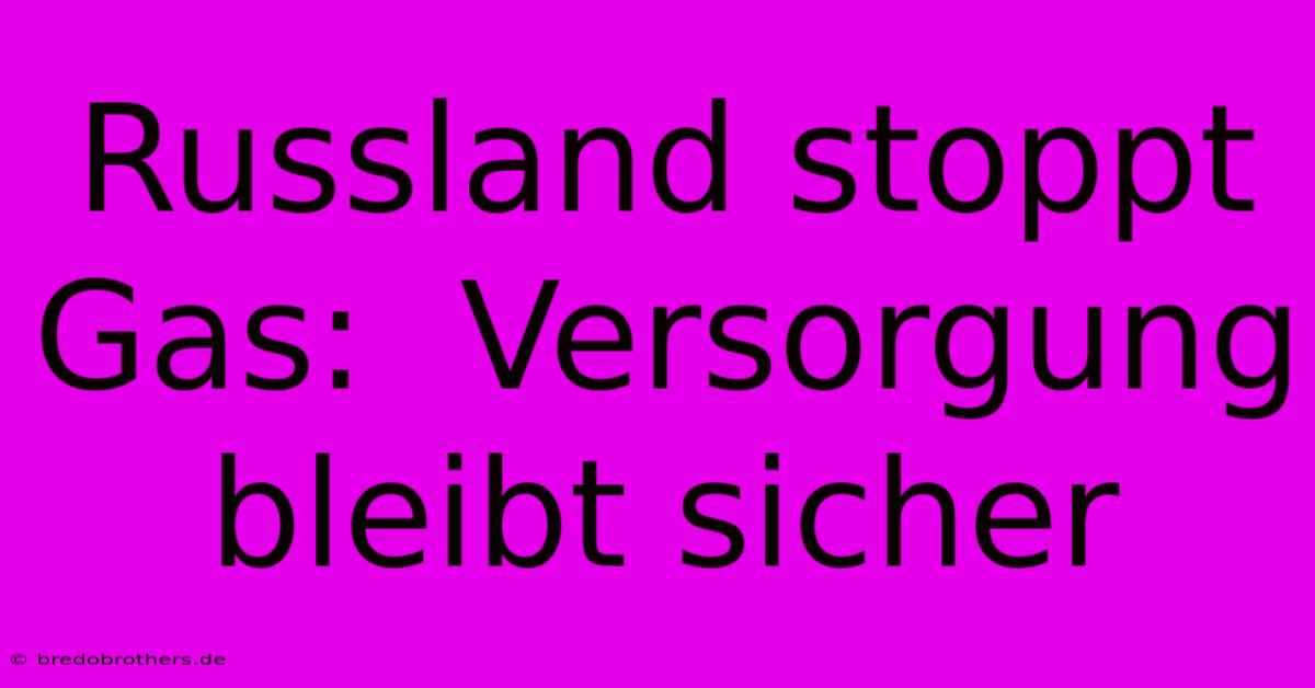 Russland Stoppt Gas:  Versorgung Bleibt Sicher