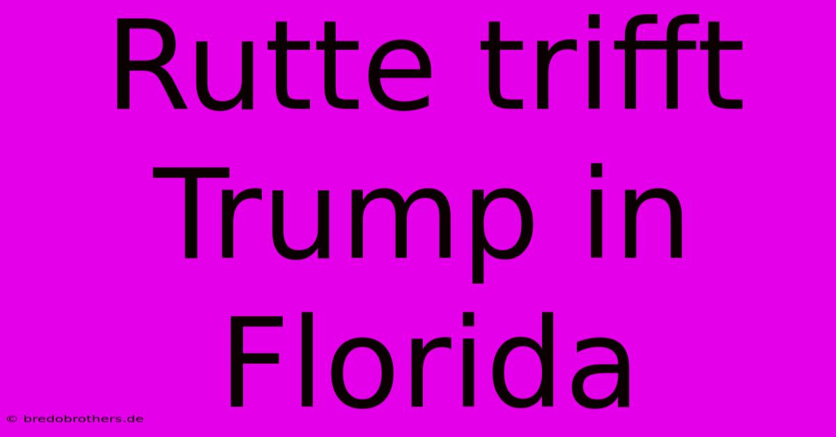 Rutte Trifft Trump In Florida