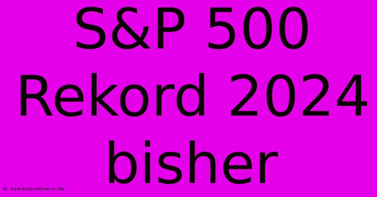 S&P 500 Rekord 2024 Bisher