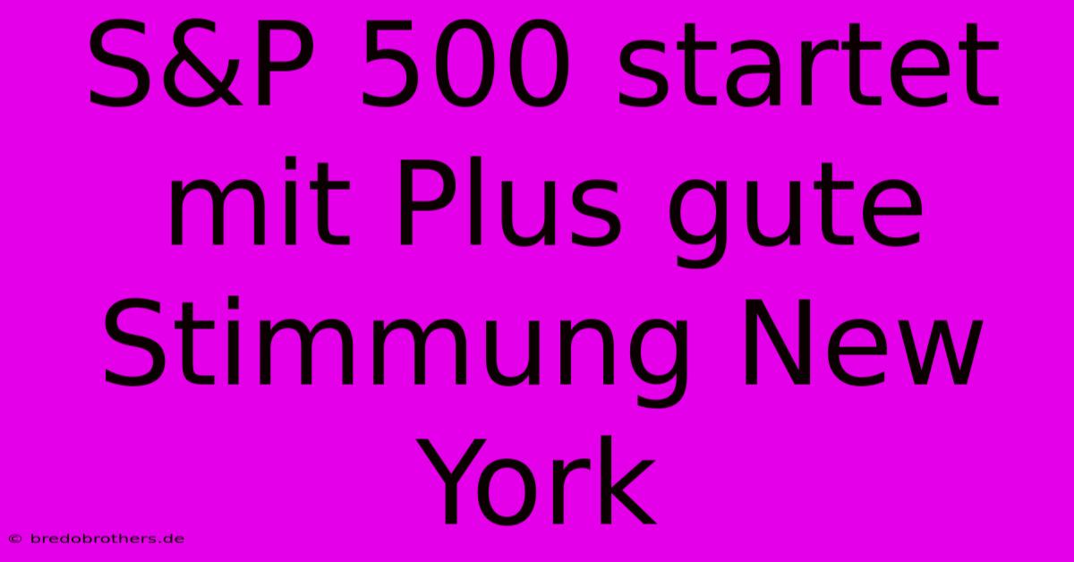 S&P 500 Startet Mit Plus Gute Stimmung New York