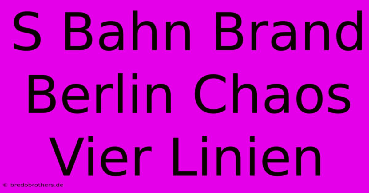 S Bahn Brand Berlin Chaos Vier Linien