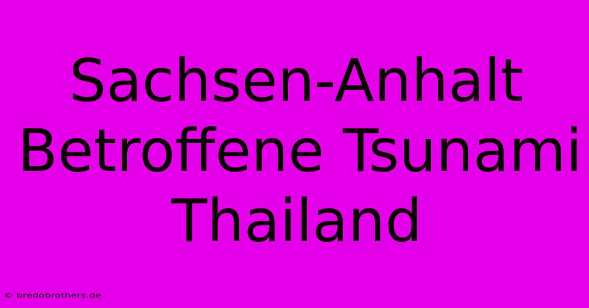 Sachsen-Anhalt Betroffene Tsunami Thailand