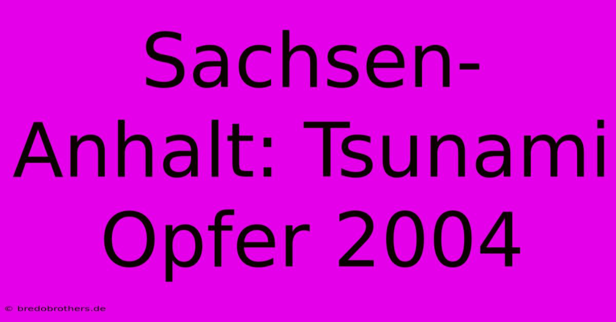 Sachsen-Anhalt: Tsunami Opfer 2004