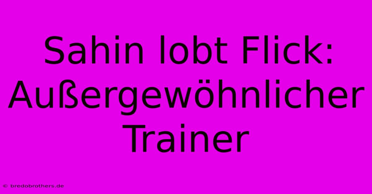 Sahin Lobt Flick: Außergewöhnlicher Trainer