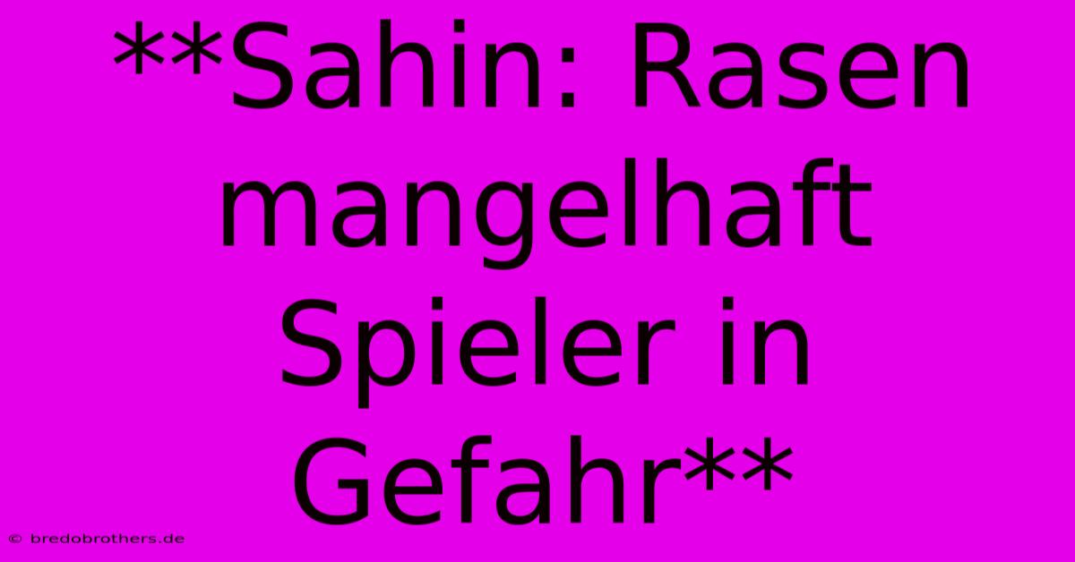 **Sahin: Rasen Mangelhaft Spieler In Gefahr**