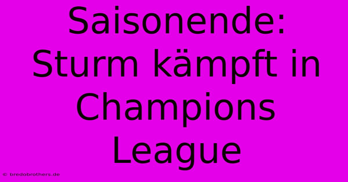 Saisonende: Sturm Kämpft In Champions League