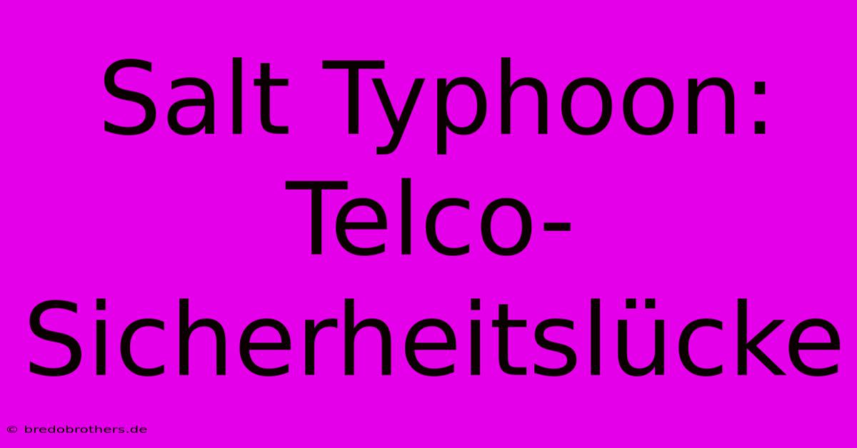 Salt Typhoon: Telco-Sicherheitslücke