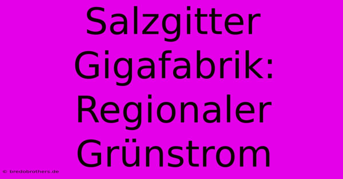 Salzgitter Gigafabrik: Regionaler Grünstrom