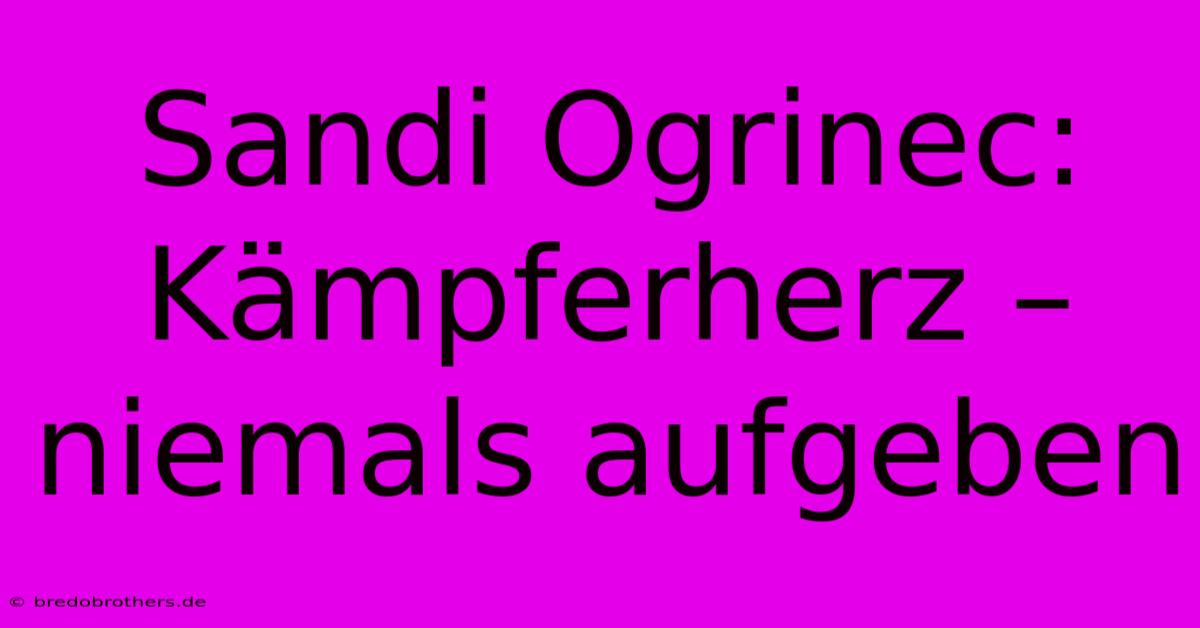 Sandi Ogrinec:  Kämpferherz – Niemals Aufgeben