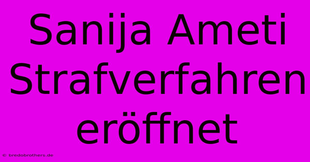 Sanija Ameti Strafverfahren Eröffnet