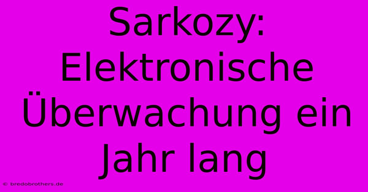 Sarkozy: Elektronische Überwachung Ein Jahr Lang