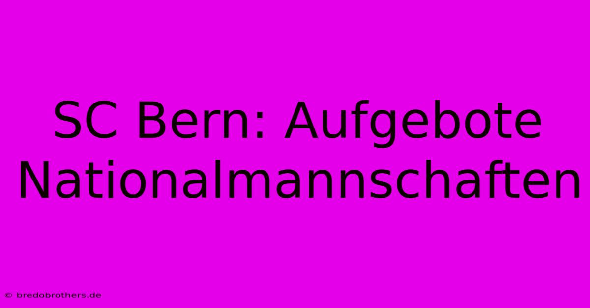 SC Bern: Aufgebote Nationalmannschaften