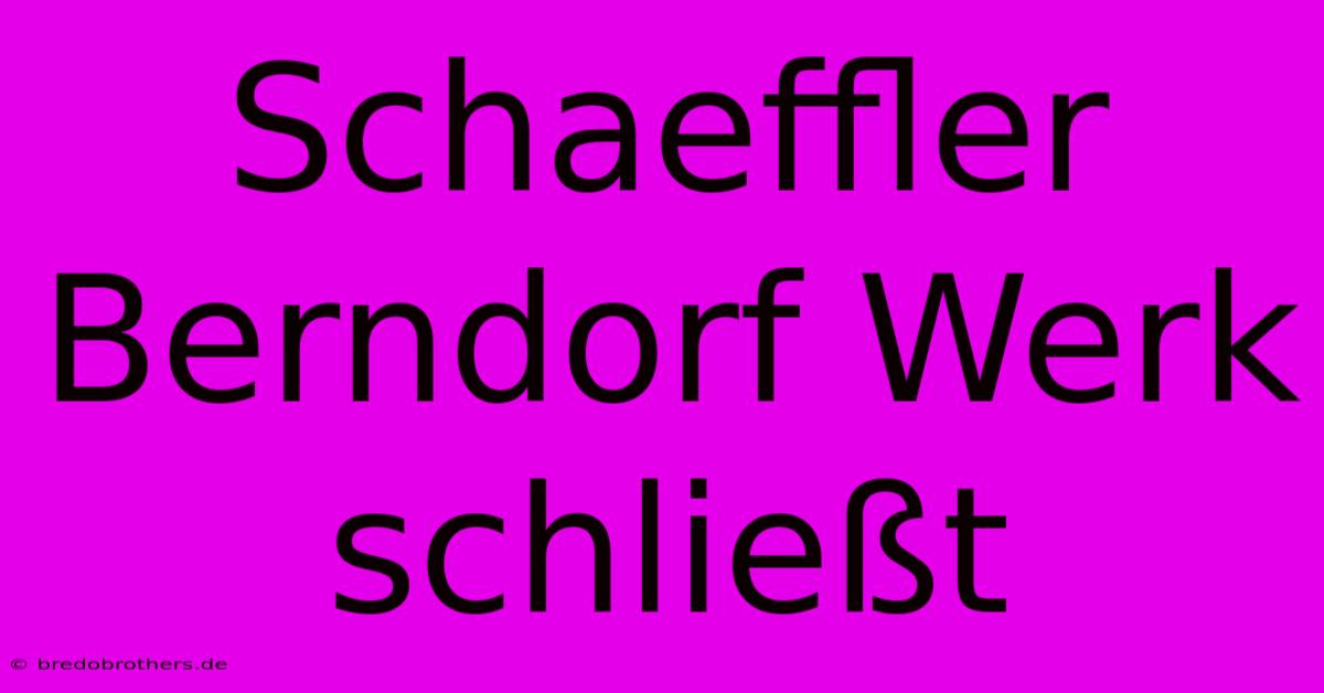 Schaeffler Berndorf Werk Schließt