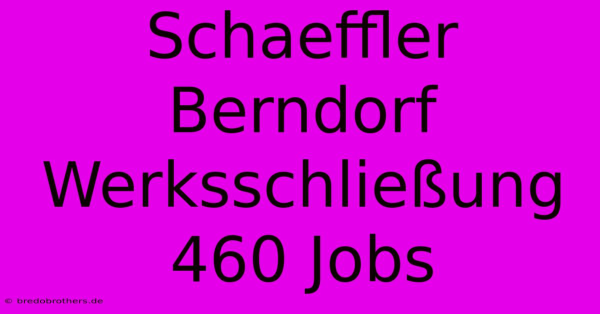 Schaeffler Berndorf Werksschließung 460 Jobs